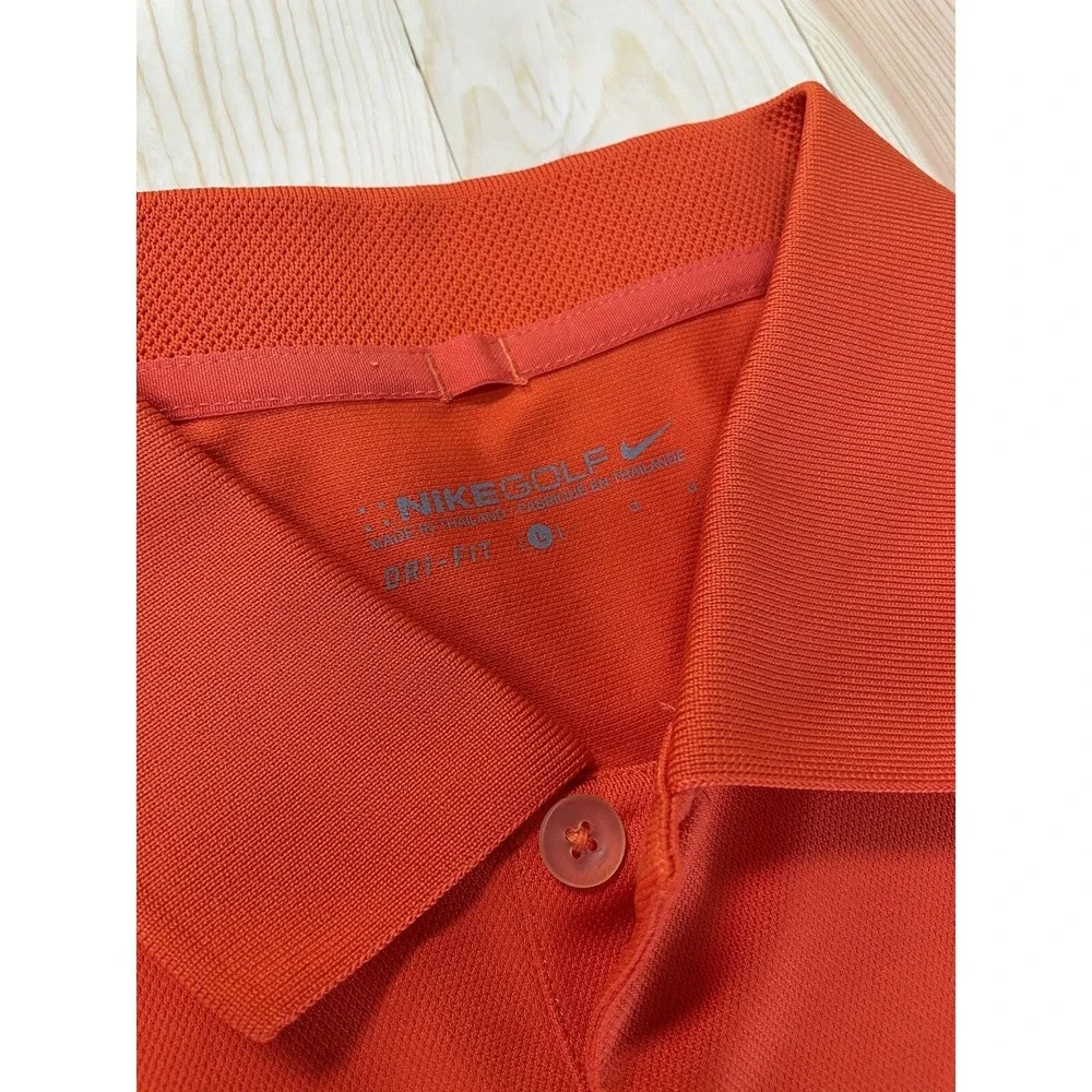 Nike Golf Polo Shirt Mens Sz L‎ Orange Short Sleeve Dri-Fit Casual Stretch SI18